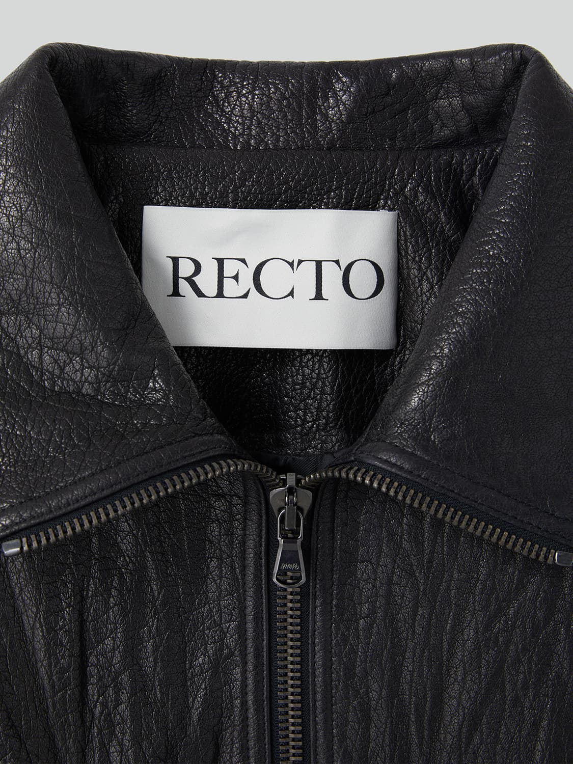 렉토 RECTO 하이넥 크링클 레더 점퍼 블랙 상품이미지7