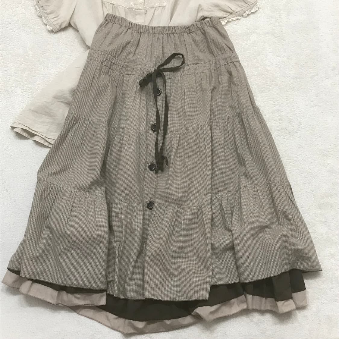 모리걸 숲속소녀 초코체크 스커트 일본빈티지 상품이미지1