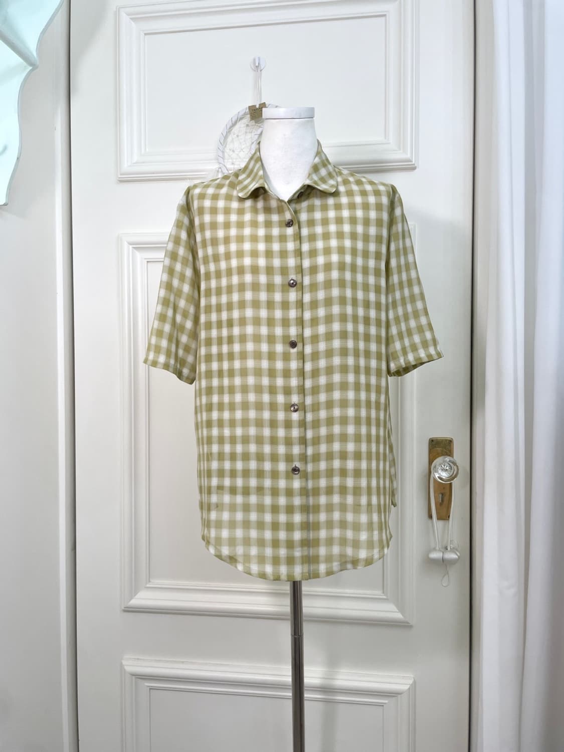 khaki check summer half shirt 상품이미지1