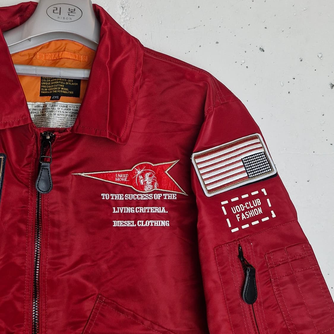 레이싱st 패치 봄버 블루종 항공점퍼 상품이미지3