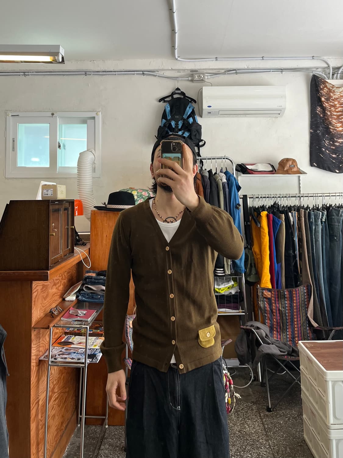 비즈빔 카키 가디건 상품이미지1