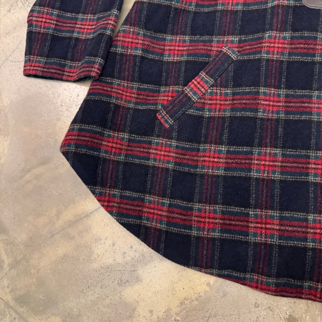 네넷 후드 더플 체크 코트 네이비/레드 상품이미지6