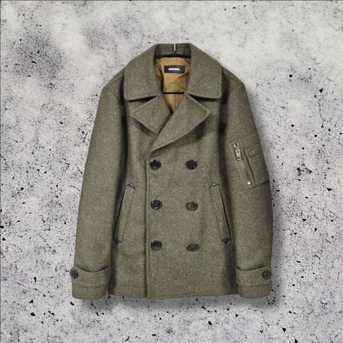 DIESEL 디젤 카키 암 포켓 더블 숏코트 상품이미지1