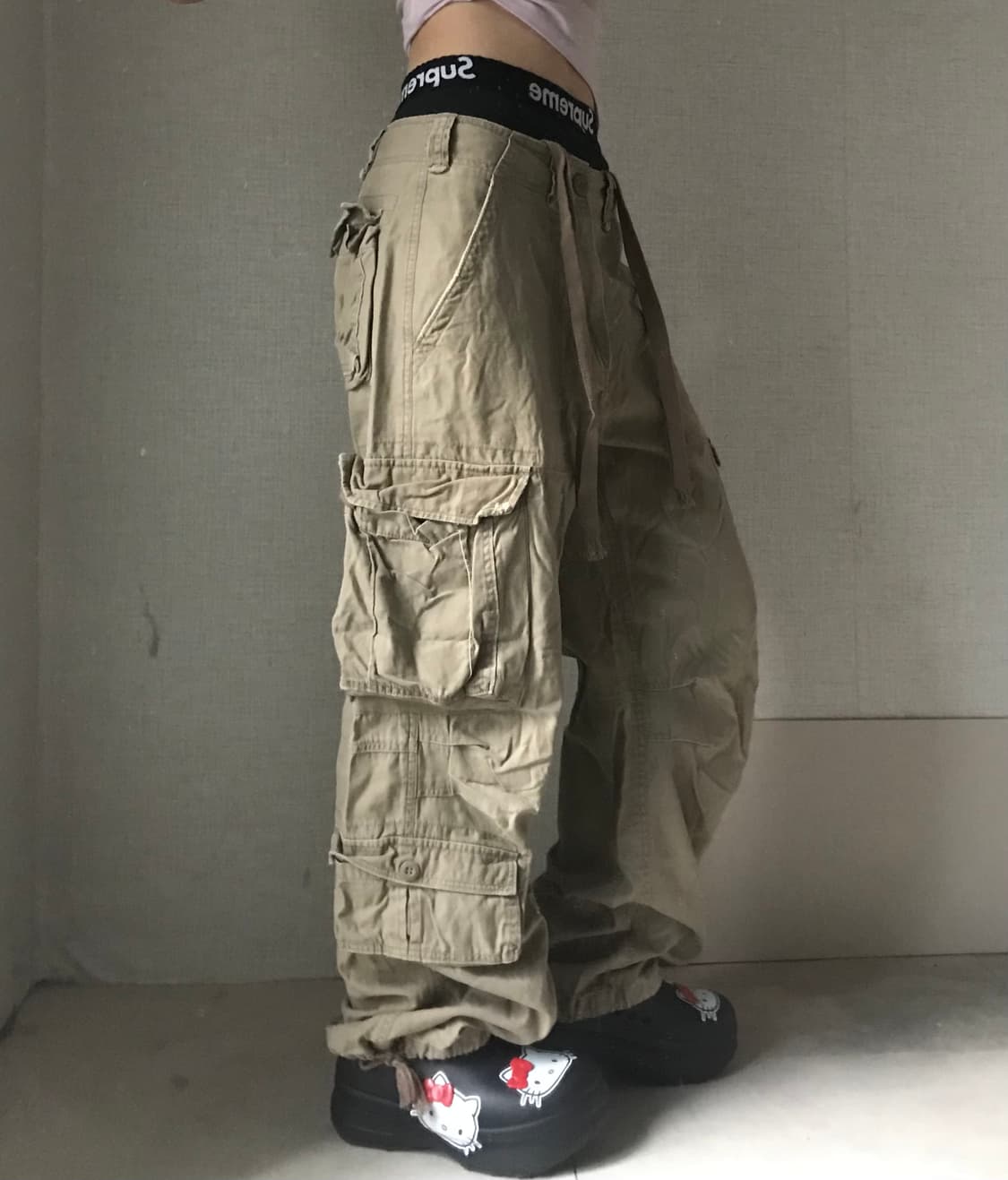 빈티지 베이지 와이드핏 카고팬츠 상품이미지5