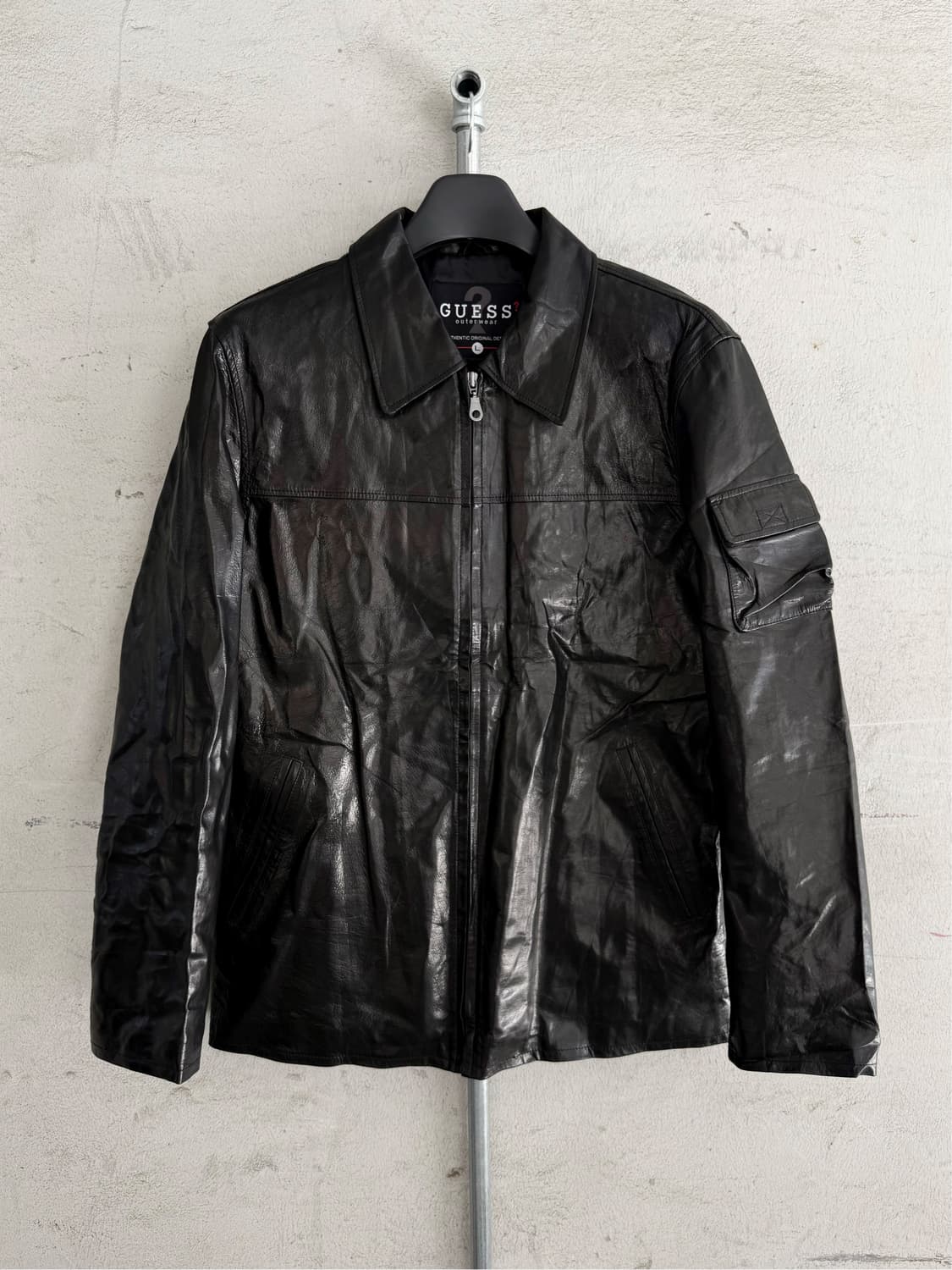 Guess Genuine Leather Zip-Up Jacket 상품이미지1