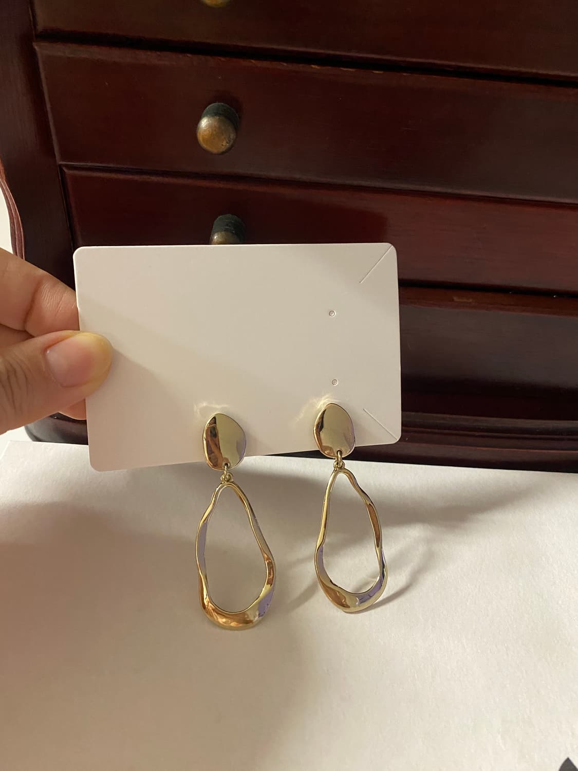 골드 웨이브 드롭 귀걸이 귀찌  상품이미지4