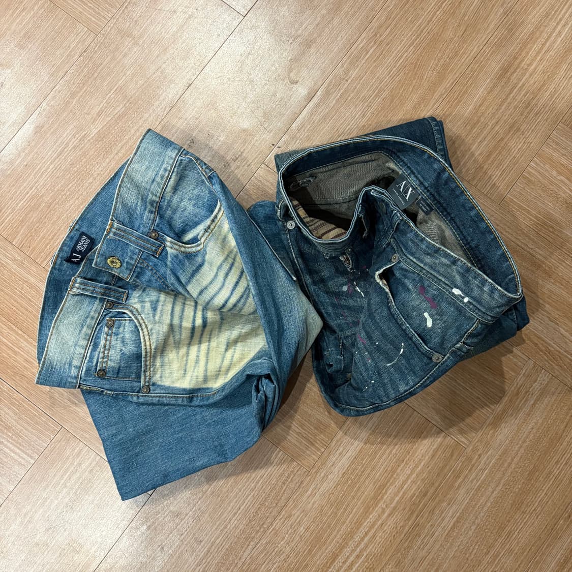 알마니 익스체인지 페인팅 데미지 패치워크 데님 상품이미지3