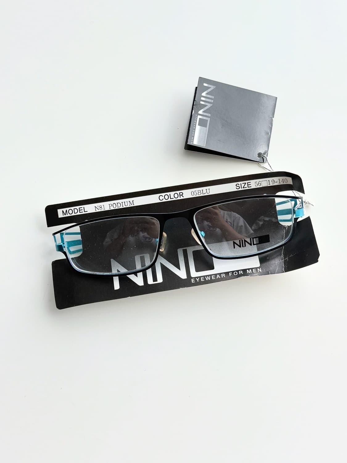 프랑스제 NINO EYEWEAR 블랙블루 메탈릭 스퀘어 빈티지 안경 상품이미지1