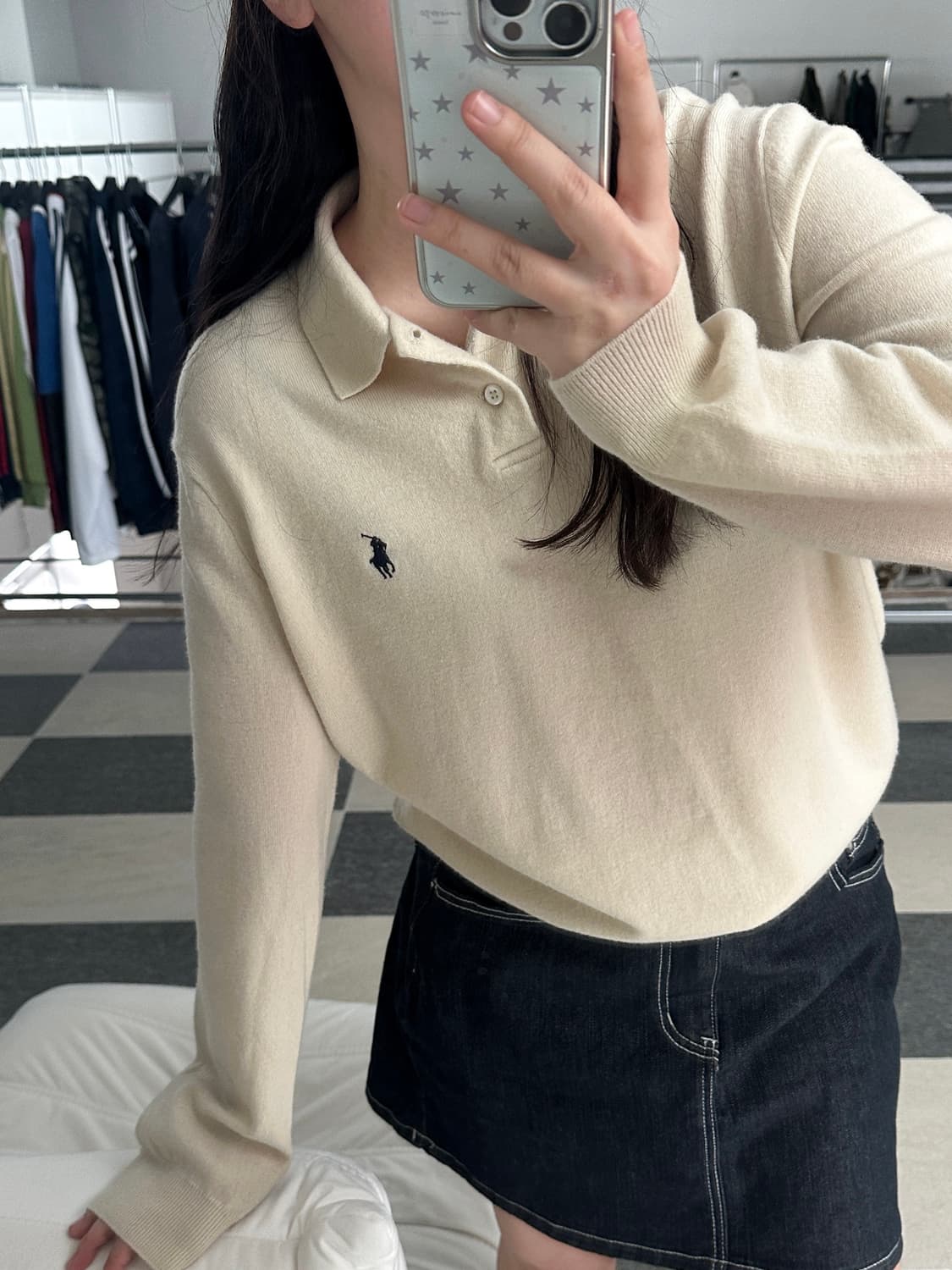 폴로 랄프로렌 아이보리 메리노울 카라 니트  상품이미지1