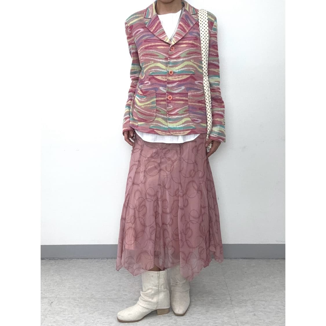 빈티지 핑크 실크 블레이저 자켓 상품이미지2