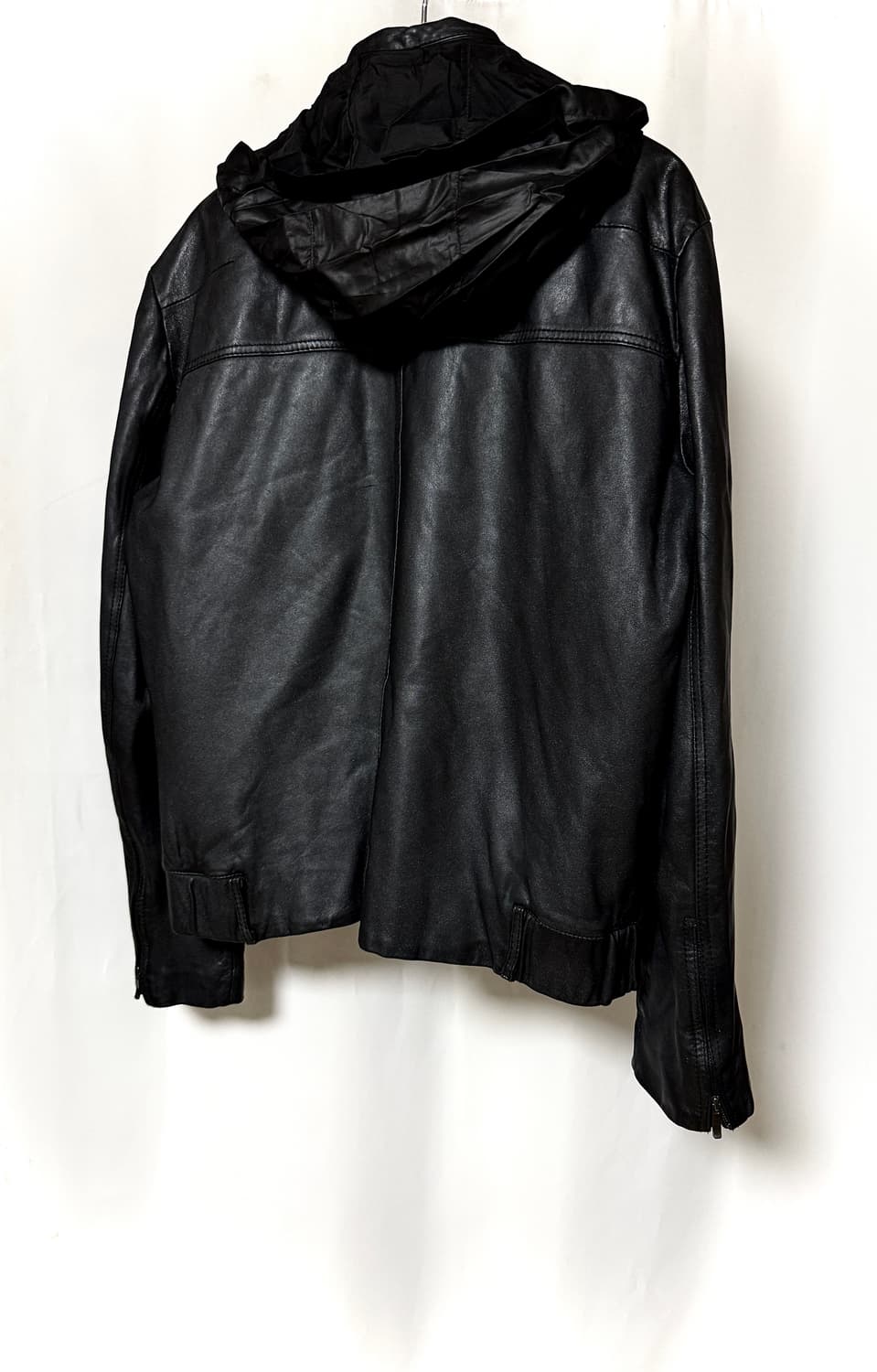 우영미 더블레이어 2zip 램스킨 후드 라이더자켓 상품이미지6