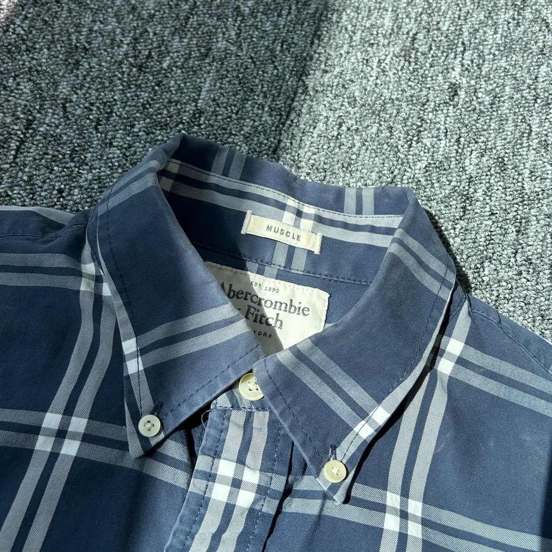 아베크롬비 체크 패턴 네이비 셔츠 상품이미지4