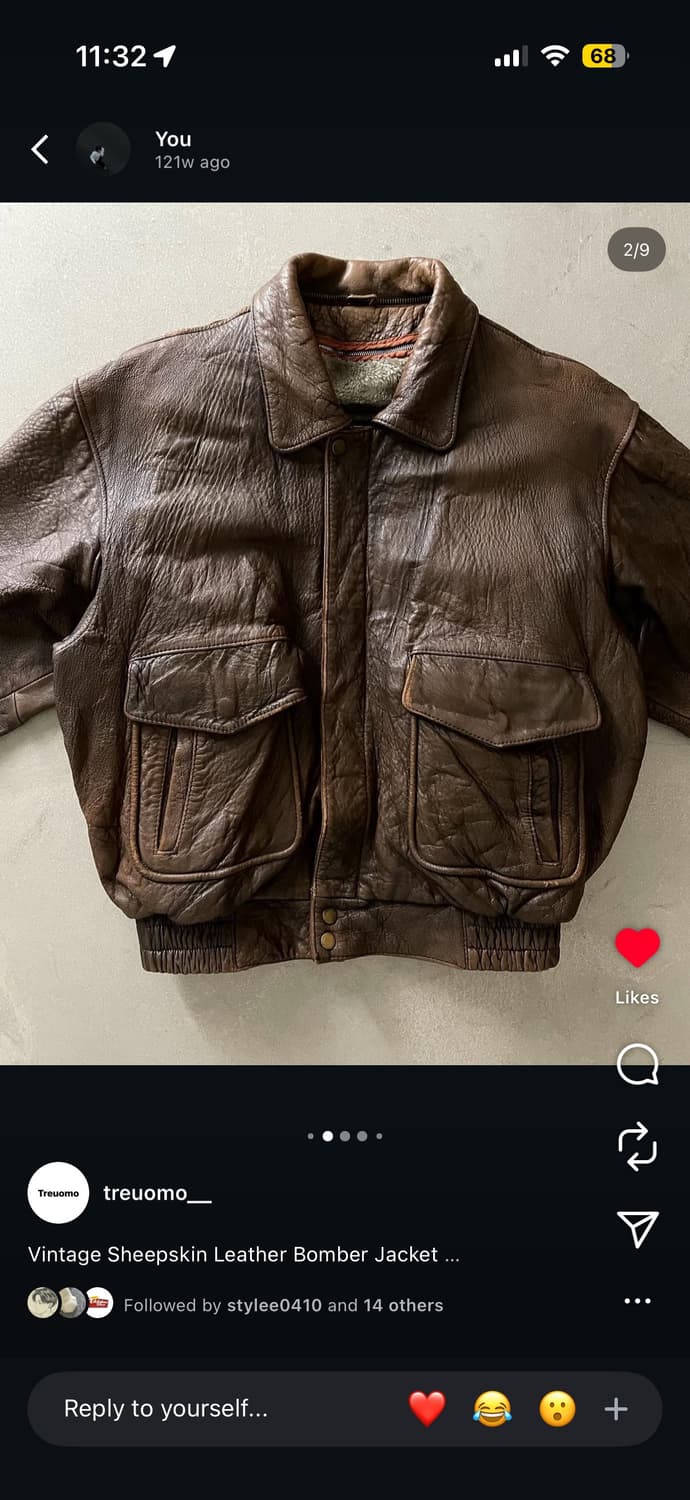 빈티지 양가죽 봄버자켓 M (실사있음) 상품이미지2