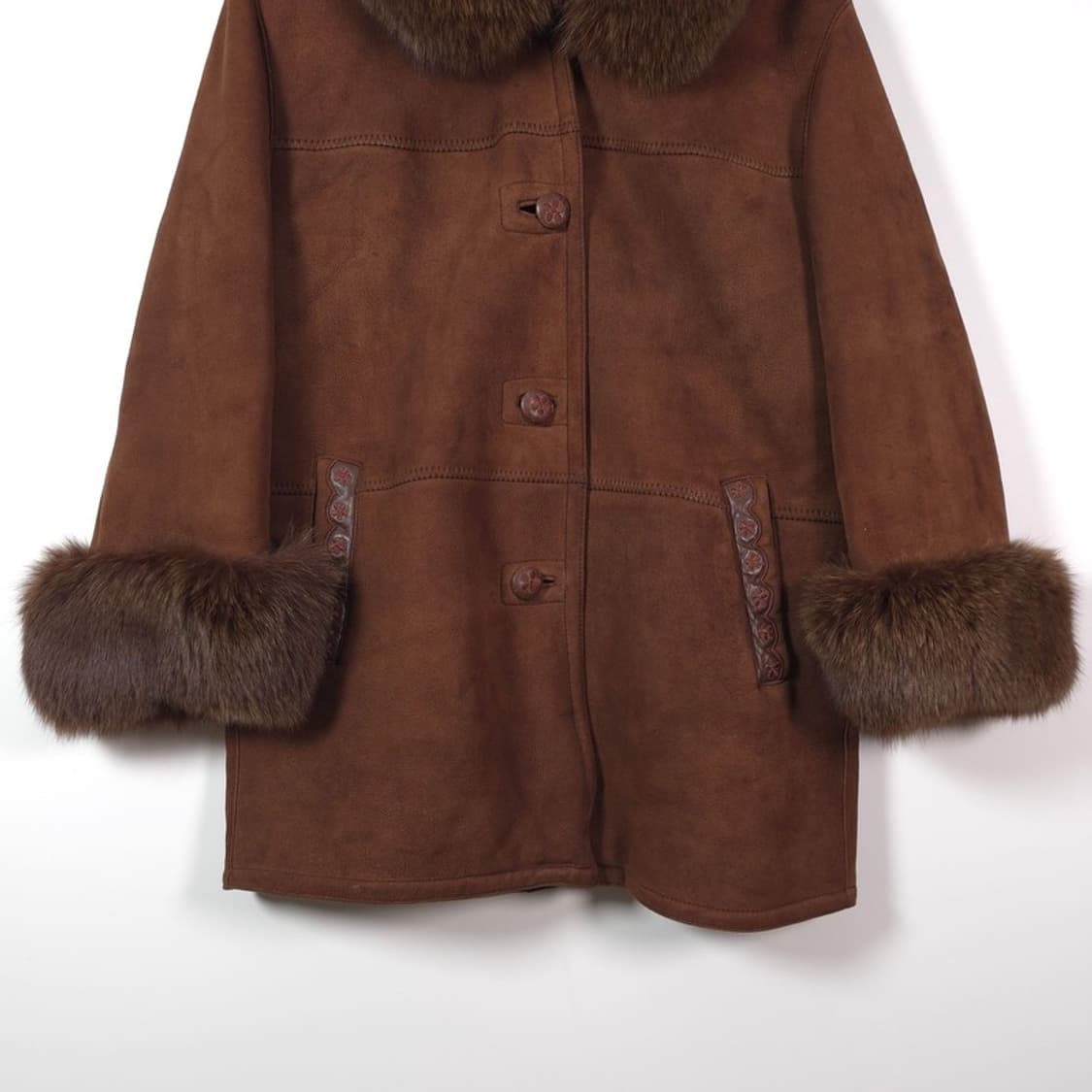 진도 오리지널 천연 양가죽 폭스퍼 트리밍 무스탕 코트 상품이미지4