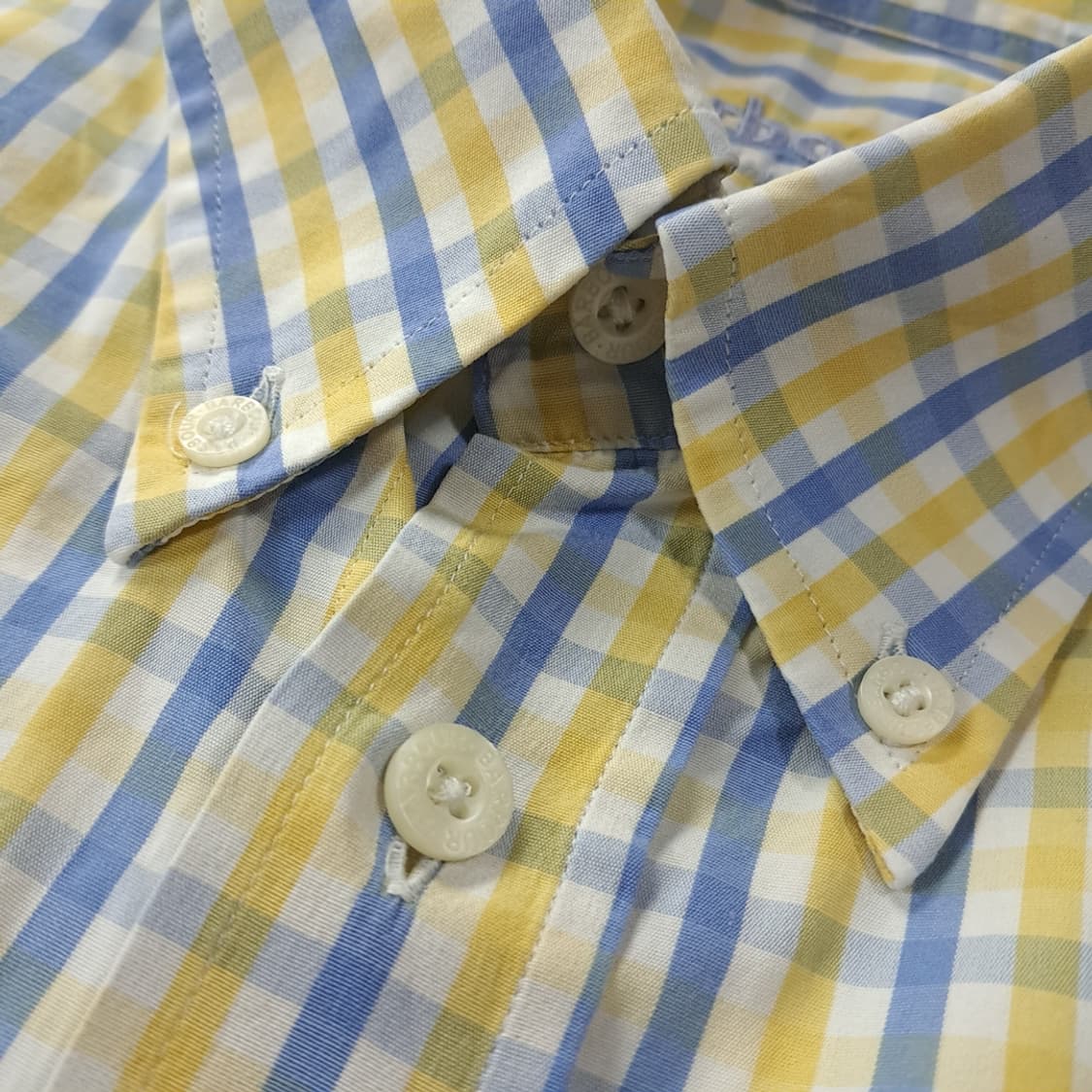 CK365 2XL 바버 00s 옐로우 블루 멀티 체크 반팔 셔츠 남방 상품이미지4