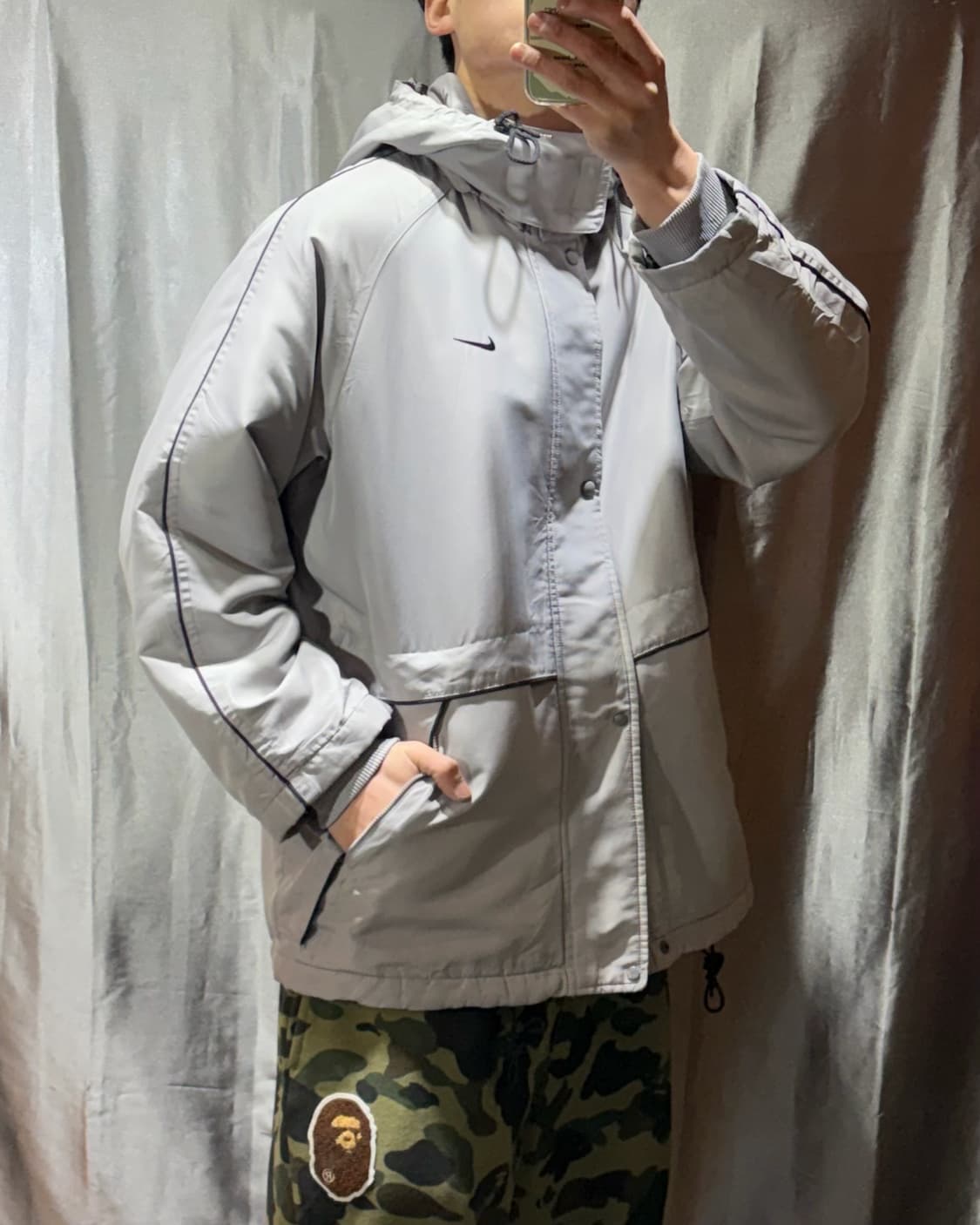 M 나이키 스우시 그레이 패디드 후드 자켓 상품이미지1