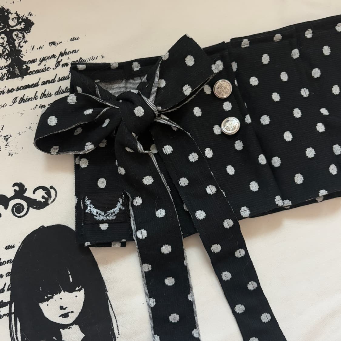 • black Dot Pleated Layered Skirt 상품이미지5