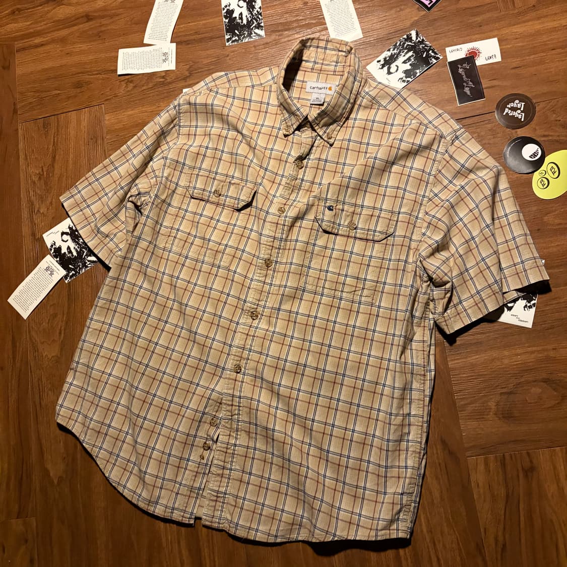 Carhartt beige check shirt xl 상품이미지1