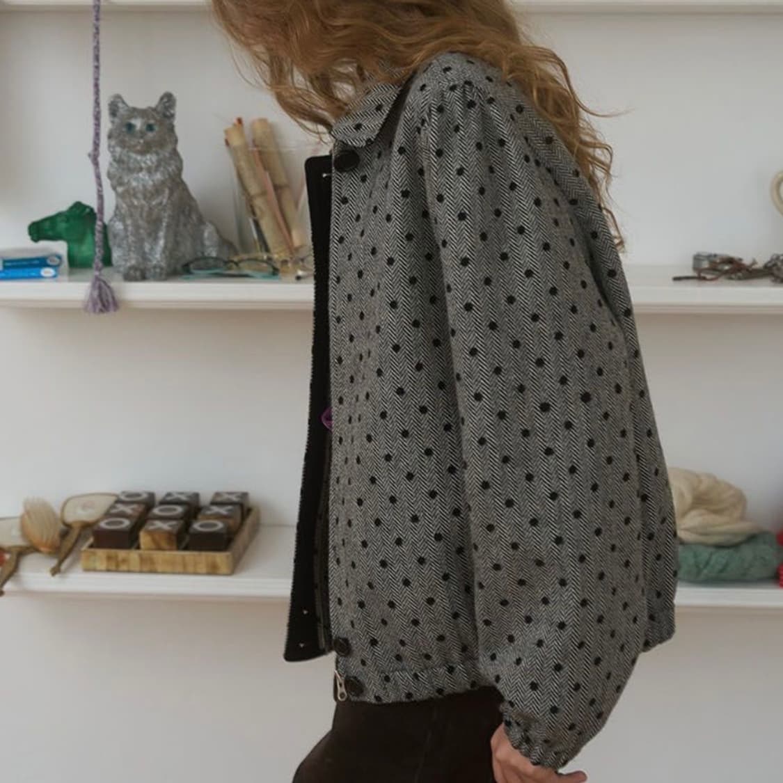 펀프롬펀 도트 헤링본 자켓 블랙 상품이미지5