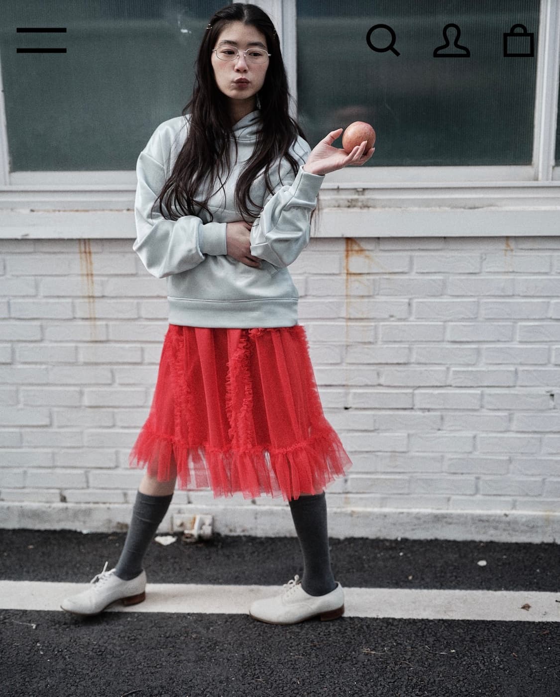 생긴스튜디오 밴딩 러플 샤스커트 레드 상품이미지6