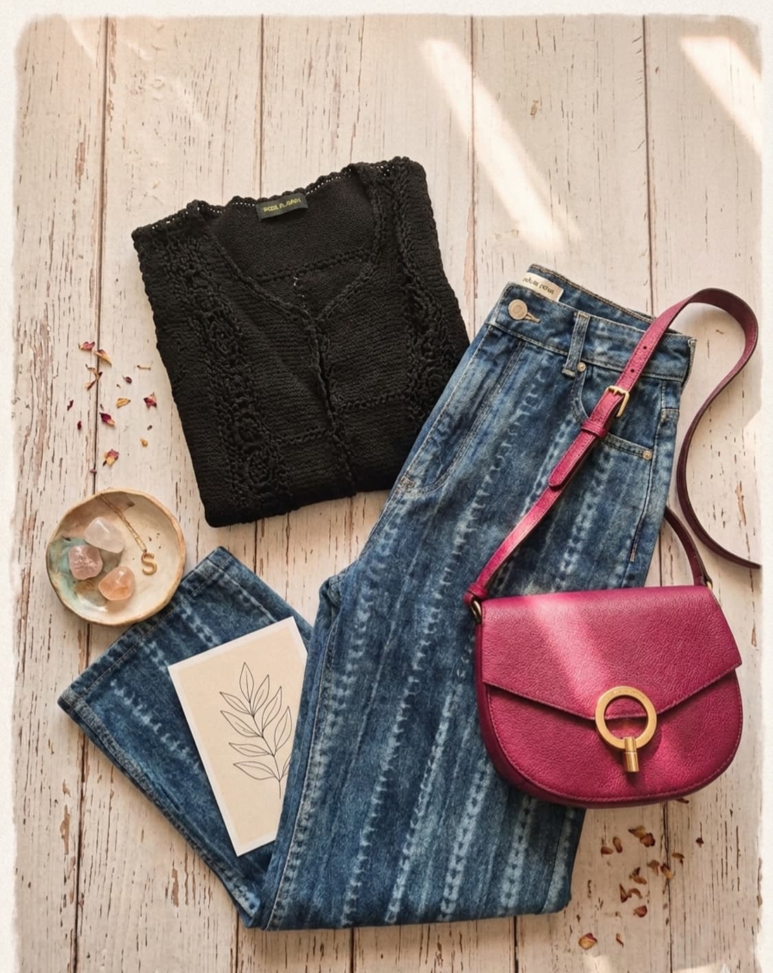 산드로(SANDRO) 정품 레이저 스트라이프 와이드 데님 팬츠 (36사이 상품이미지1