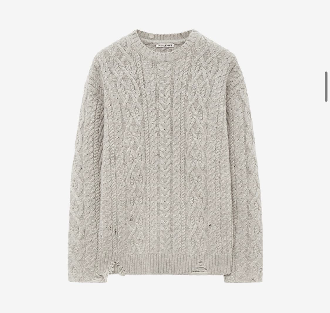 인사일런스 디스트레스드 케이블 니트 OATMEAL L사이즈 상품이미지1