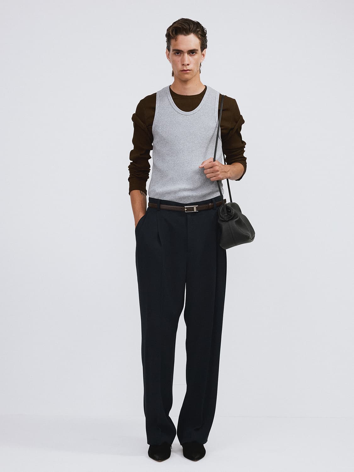 렉토 26SS 골지 립 저지 져지 탑 긴팔 롱슬리브 티셔츠 브라운 상품이미지3