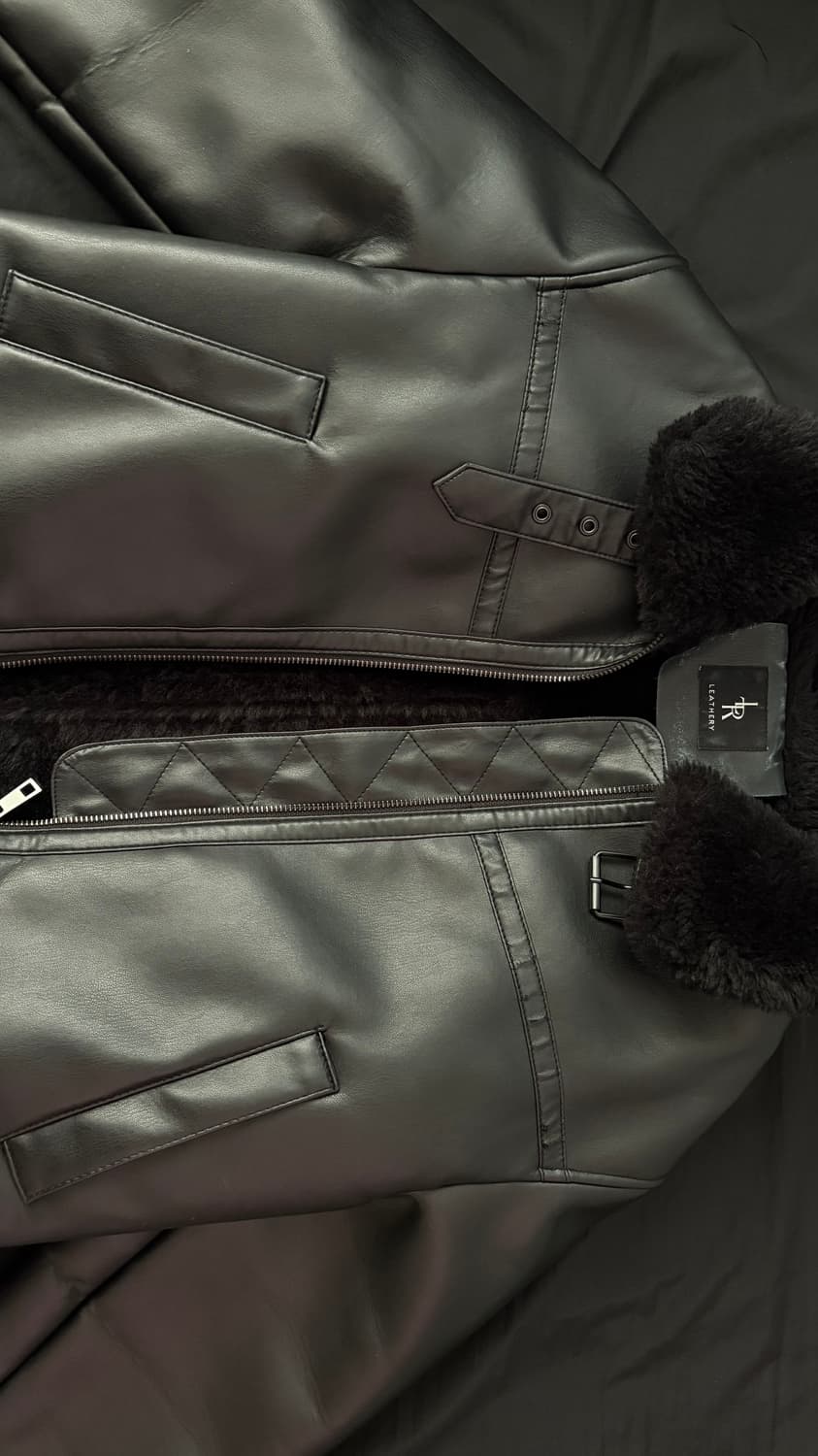 레더리 오블리크 레더 무스탕 상품이미지1