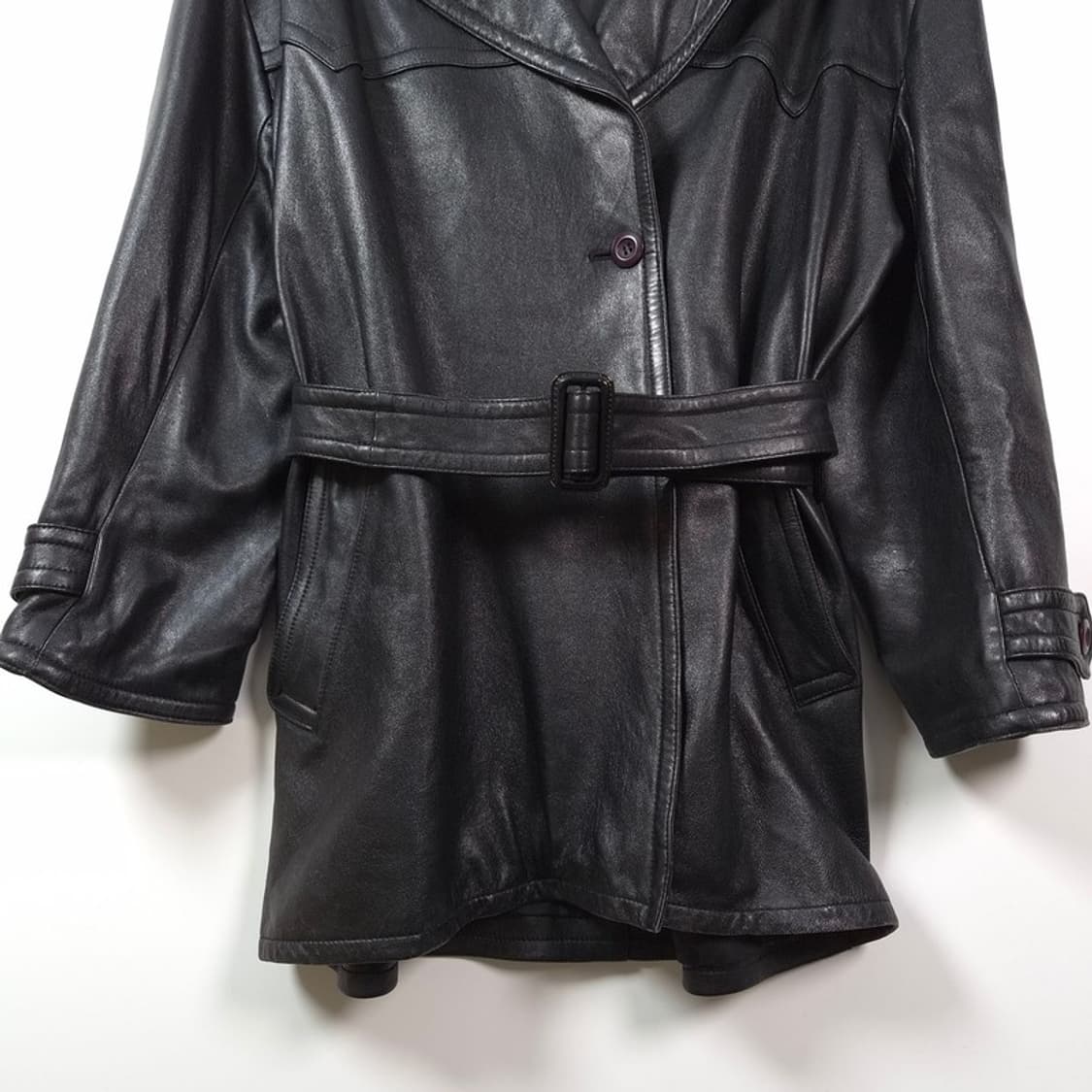 de passer 벨티드 양가죽 하프 코트 상품이미지4