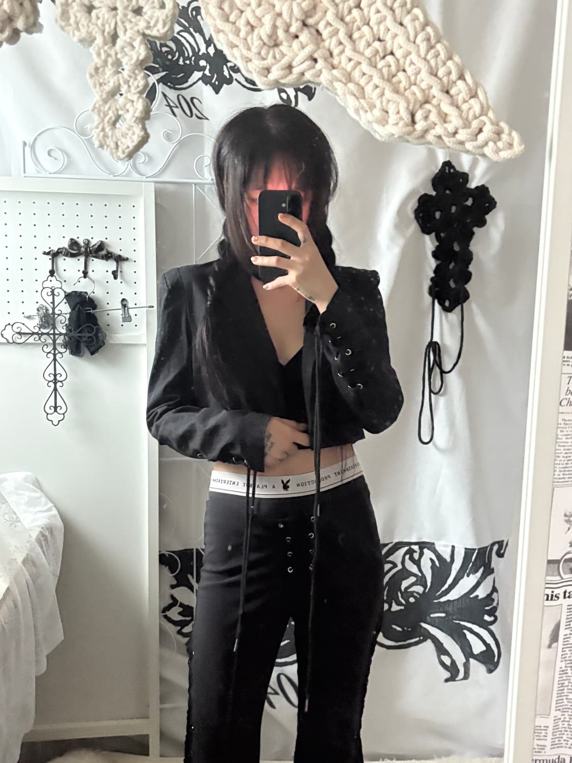 • Black eyelet cropped blazer 상품이미지7