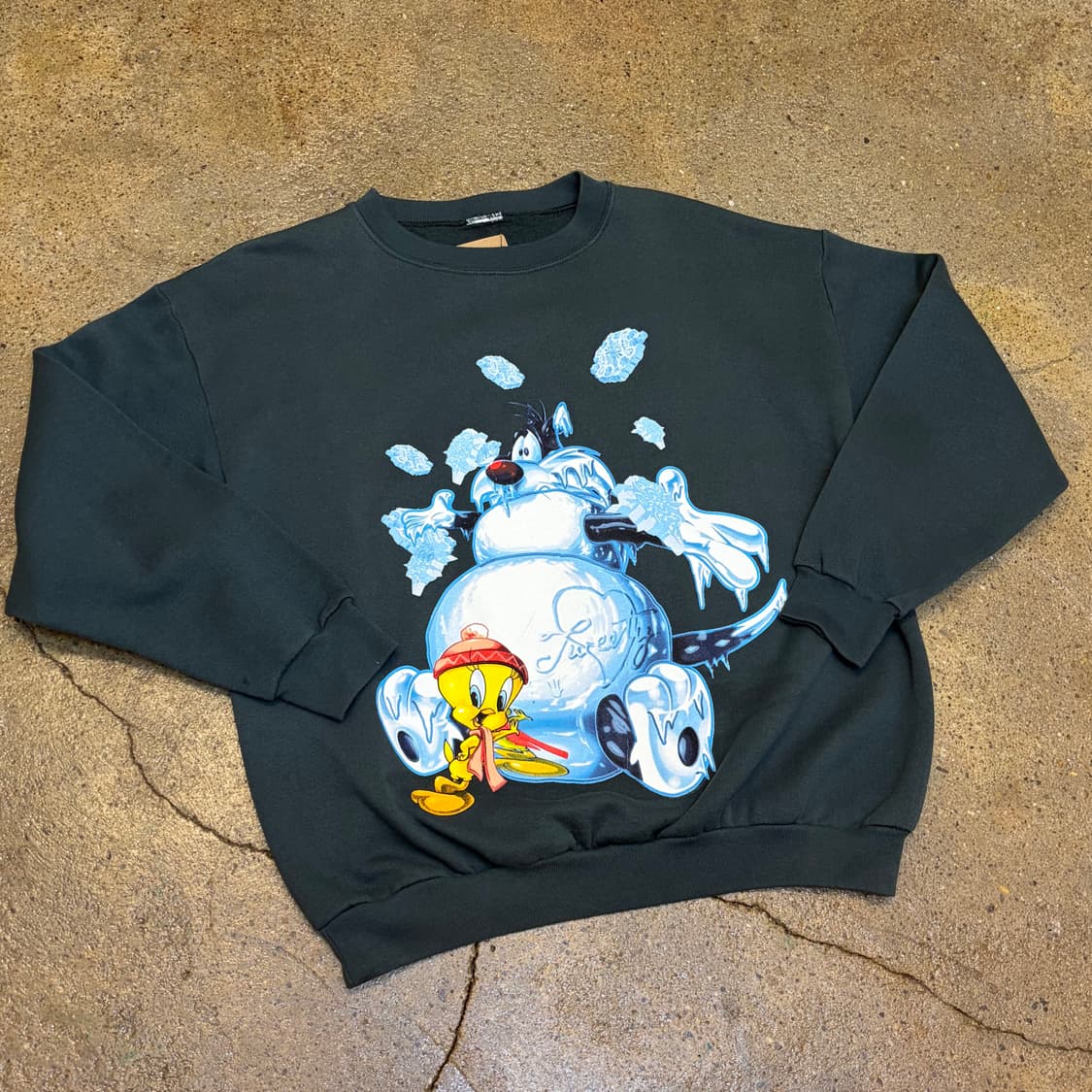  USA 미국 빈티지 루니툰즈 트위티 눈사람 맨투맨 상품이미지2