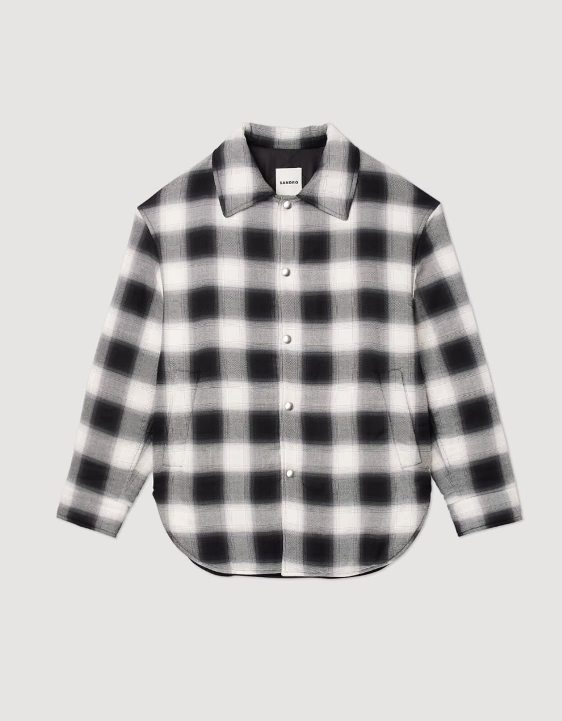 [L] 산드로 체크 퀼팅 누빔 셔츠 자켓 블랙 - 새상품 상품이미지1