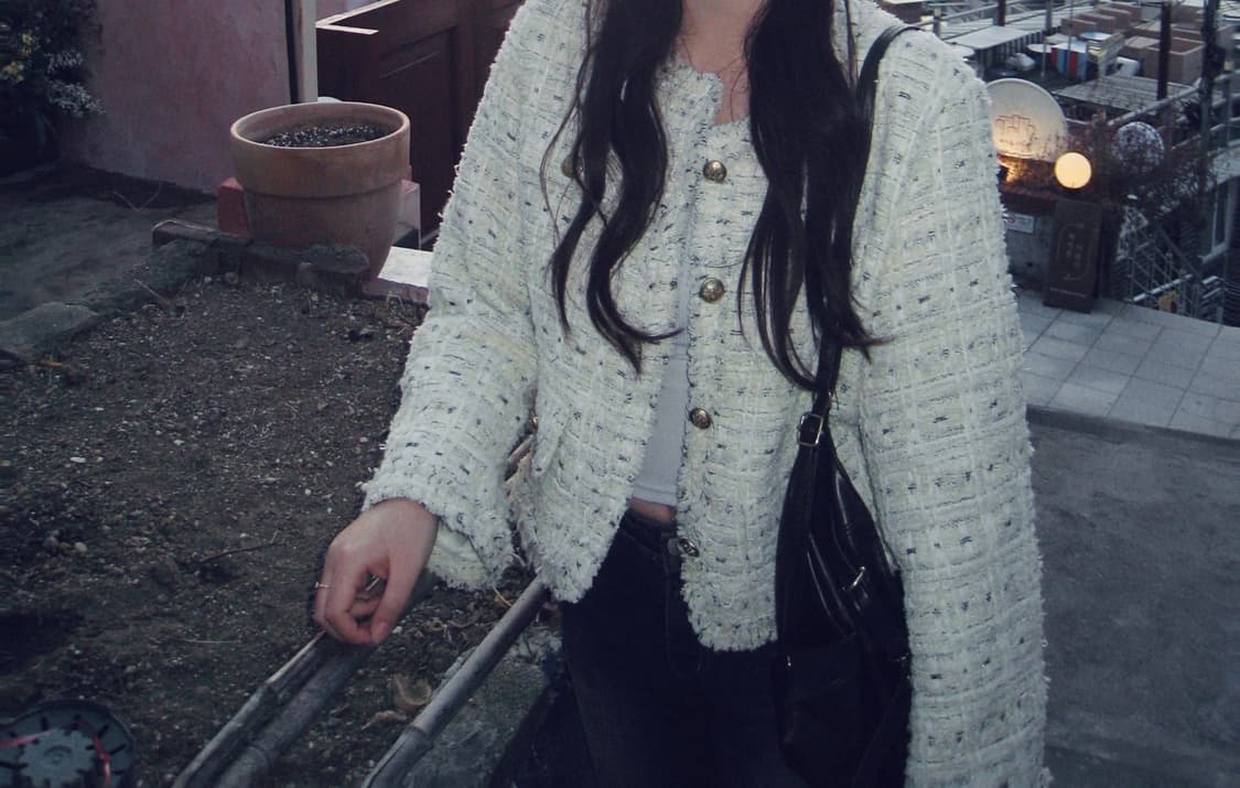 Twee 트위드 자켓 아이보리 금장버튼 상품이미지1