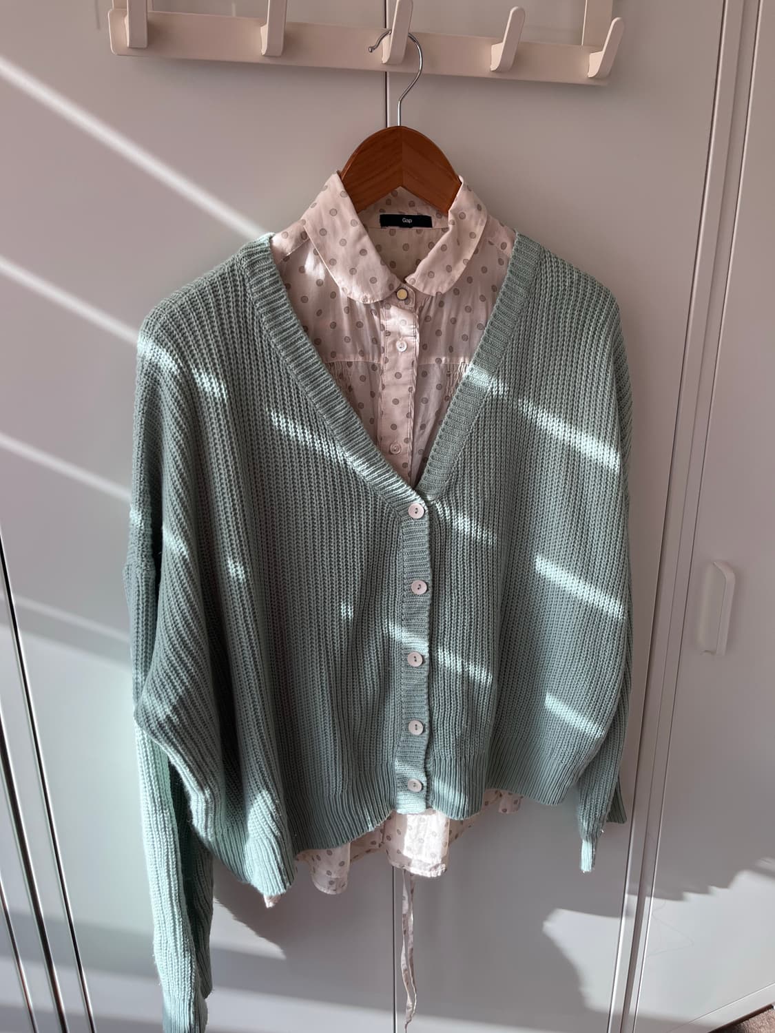 Vintage 민트 브이넥 여리핏 니트 가디건 상품이미지5