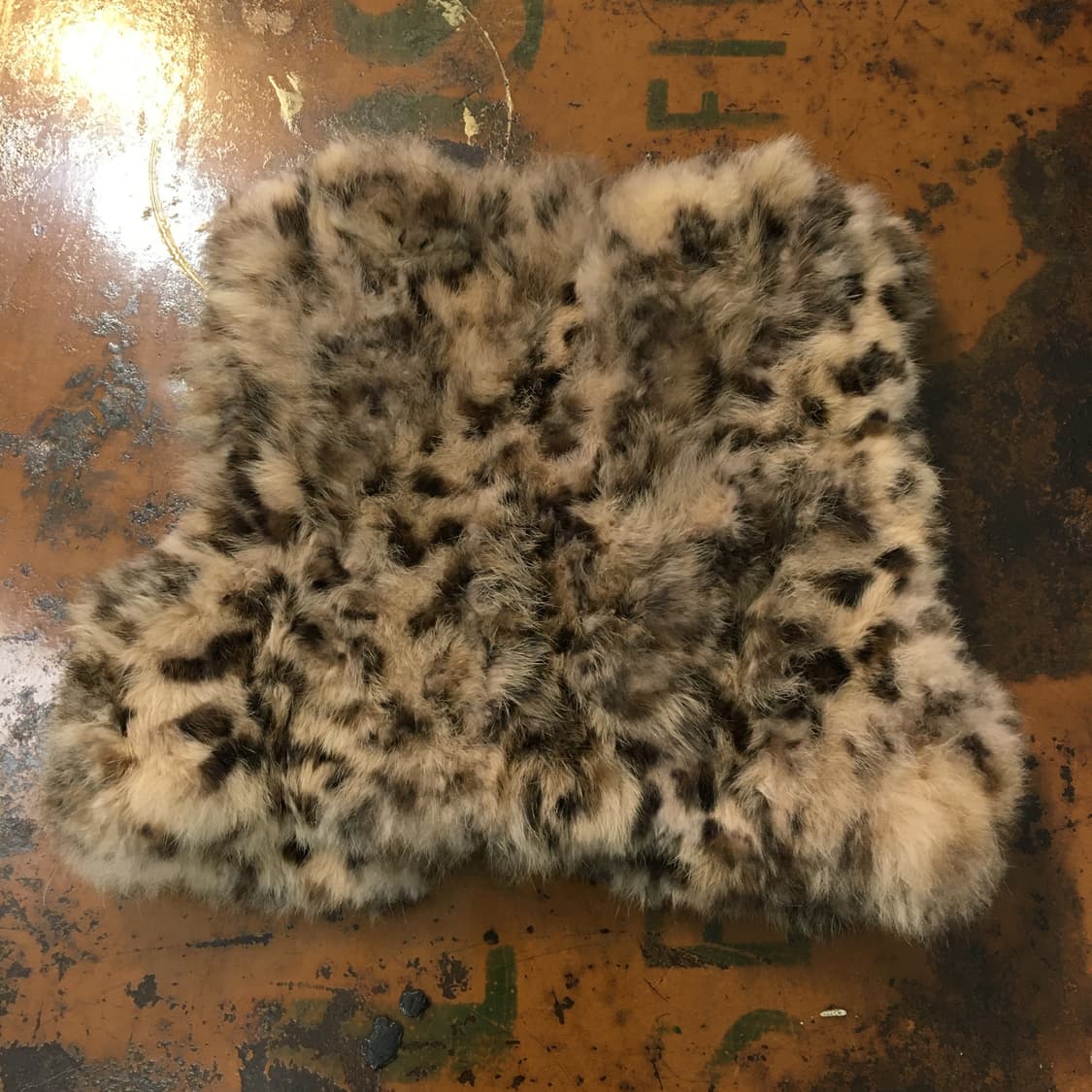 Japan VTG 레오파드 패턴 토끼털 퍼 조끼 베스트 여성 44 55 상품이미지2
