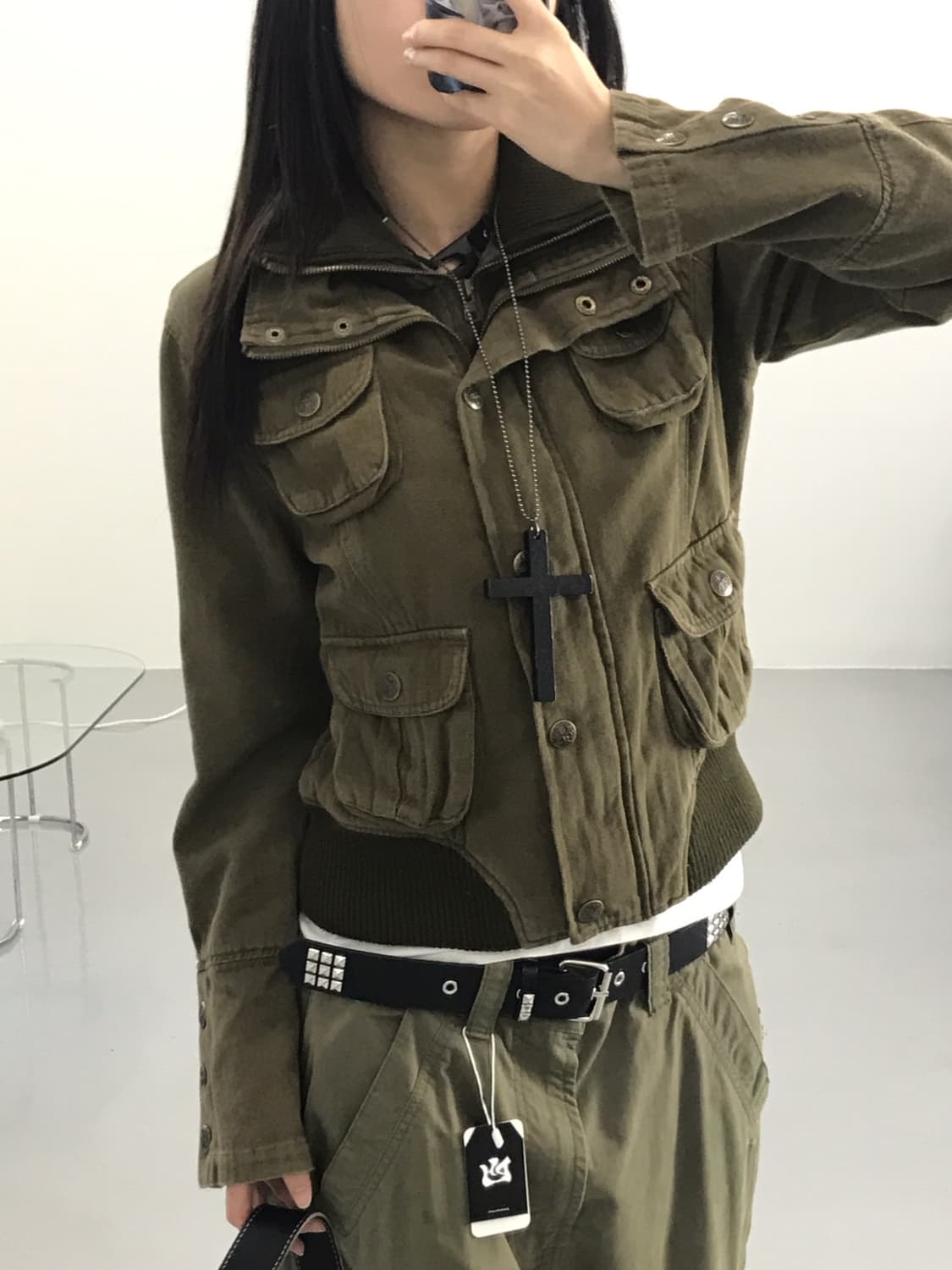 Pumpkin Y2k Khaki Military Jackets 상품이미지3