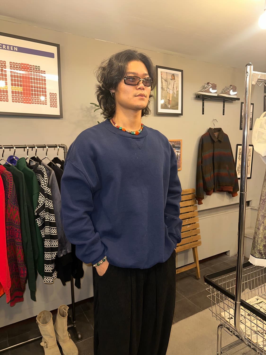 90’s Russell Athletic plain navy sweat 상품이미지2