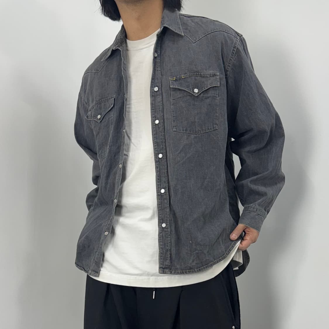 Vtg Black Denim Shirts 상품이미지2