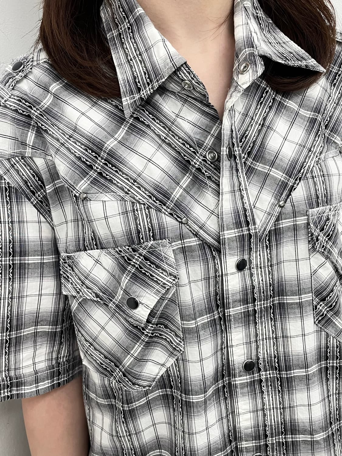 펑크 체크 버튼 셔츠 상품이미지2