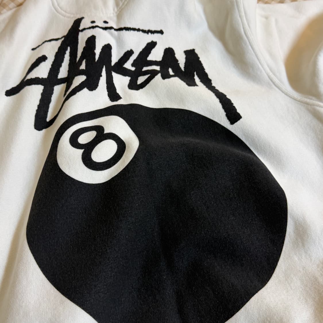 스투시 8볼 팔볼 피그먼트 다이드 집 후드 내츄럴 화이트 크림 집업 상품이미지3