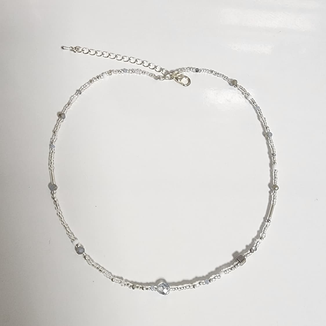 여자 블루 실버 초커목걸이 상품이미지1