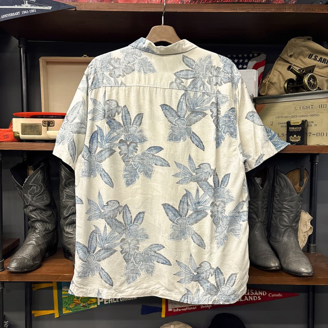 00s 토미바하마 퓨어 실크 플로럴 자카드 하와이안 셔츠 N1271 상품이미지2