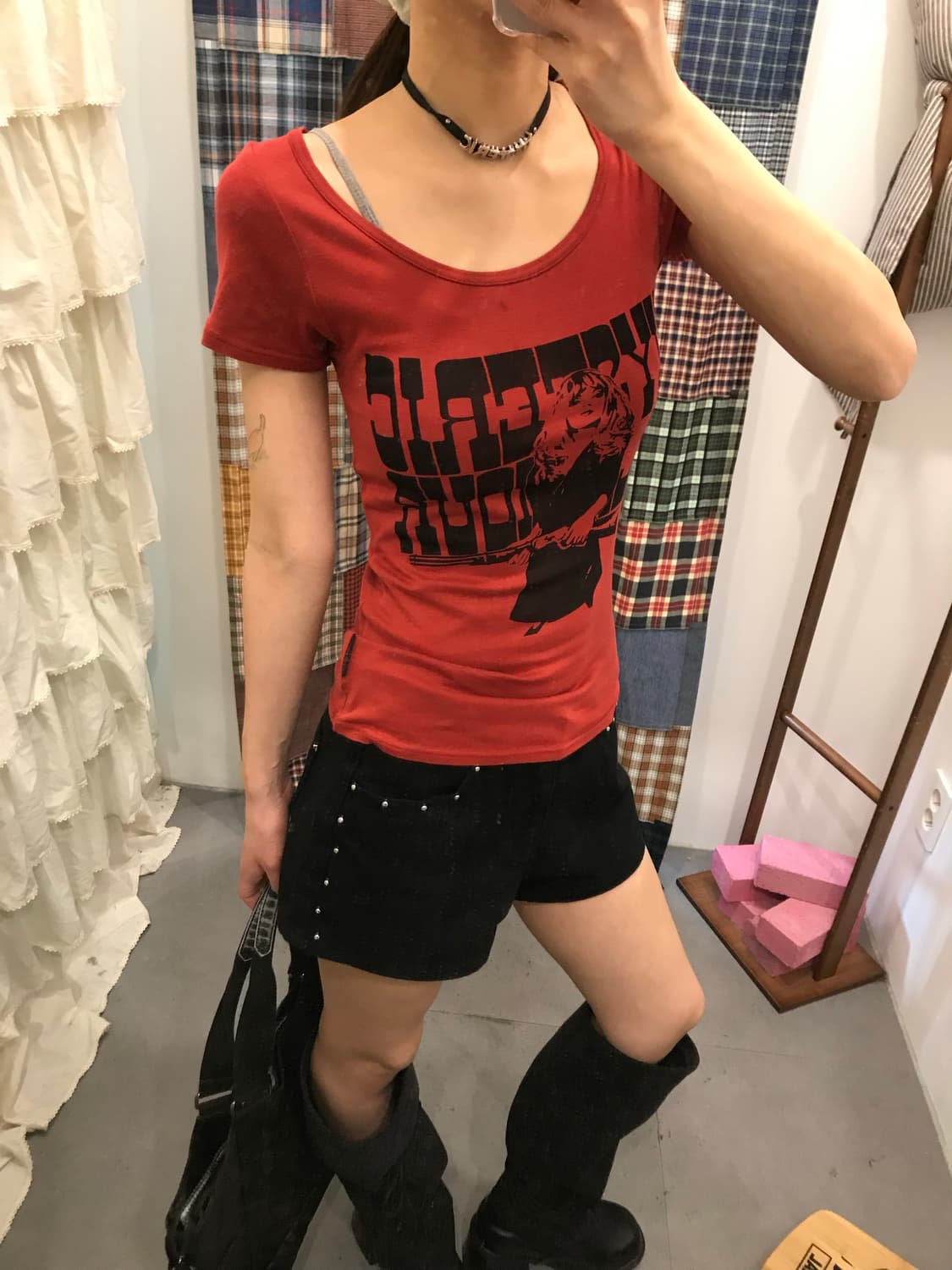 히스테릭글래머 레드 히스걸 반팔티 상품이미지3
