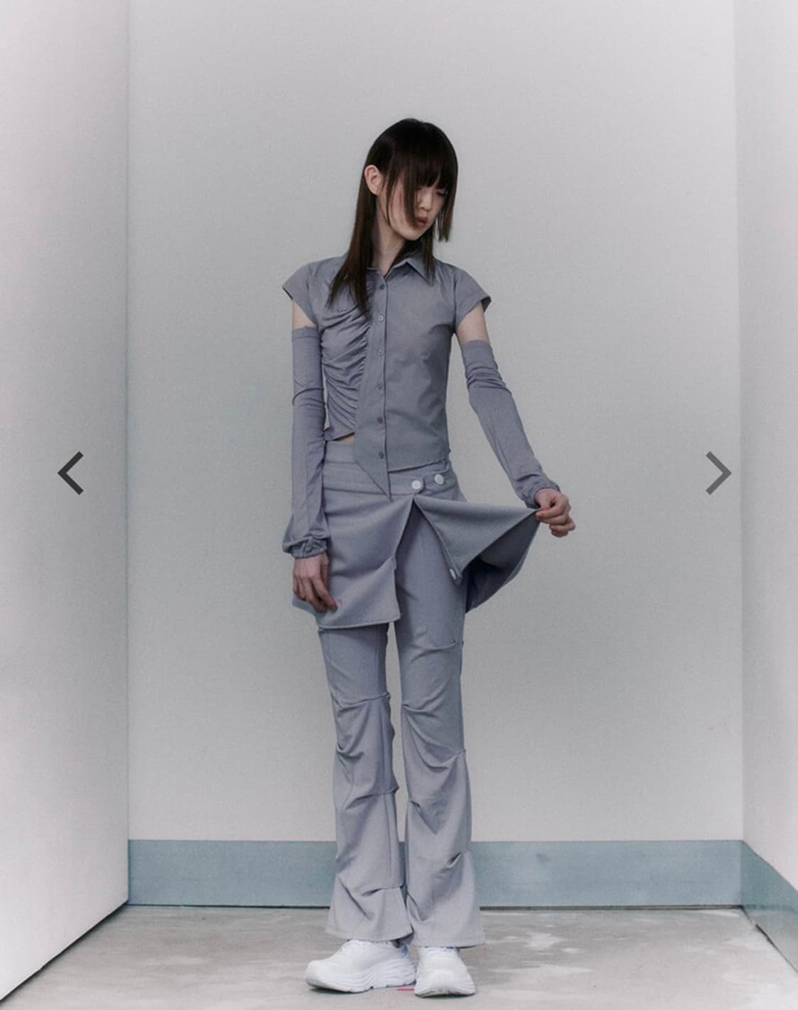오호스 WRAP OVER TUCK PANTS-GREY 스커트 팬츠 상품이미지3