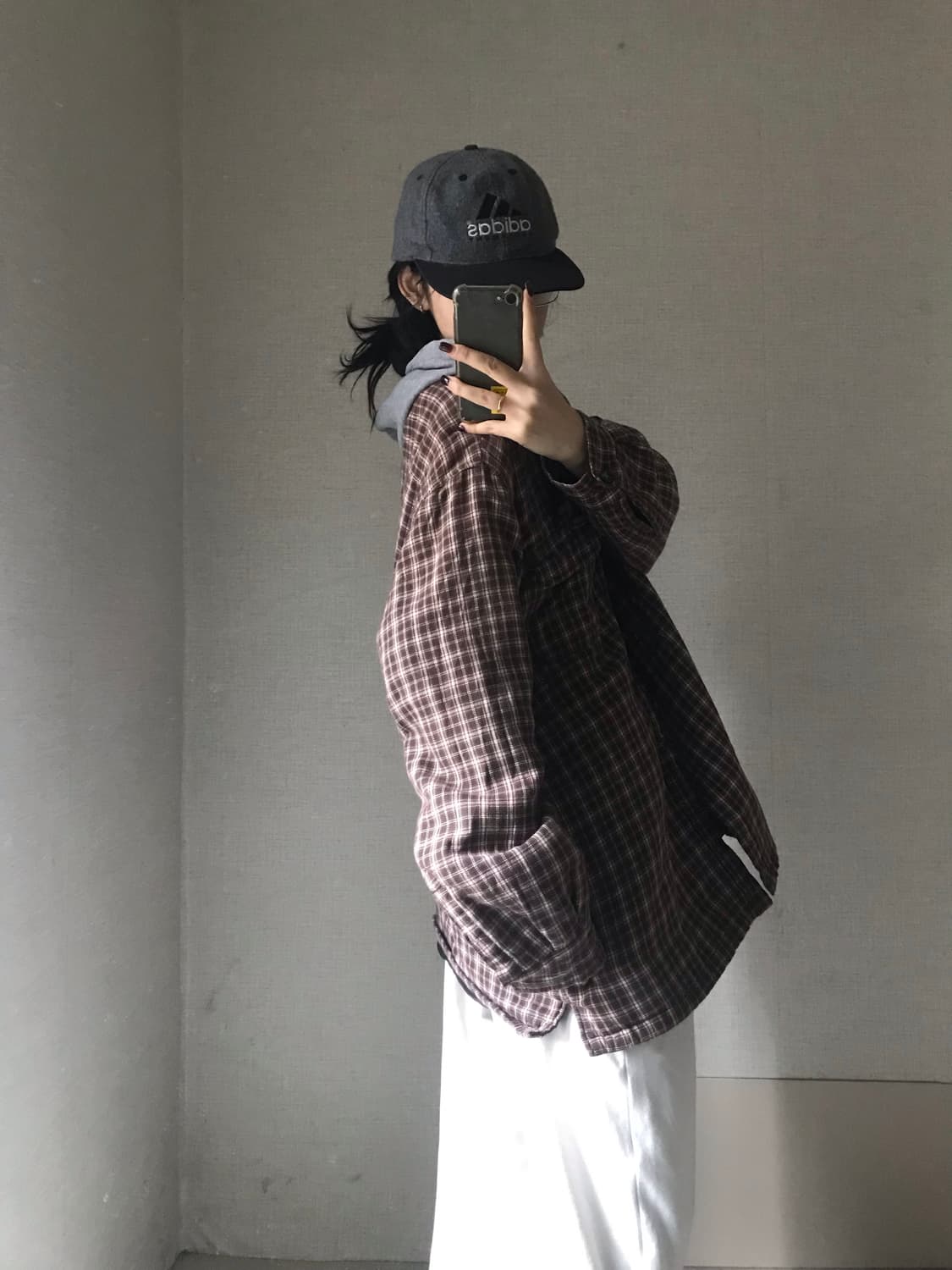 디키즈 00s 브라운 누빔 레이어드 체크셔츠 상품이미지3