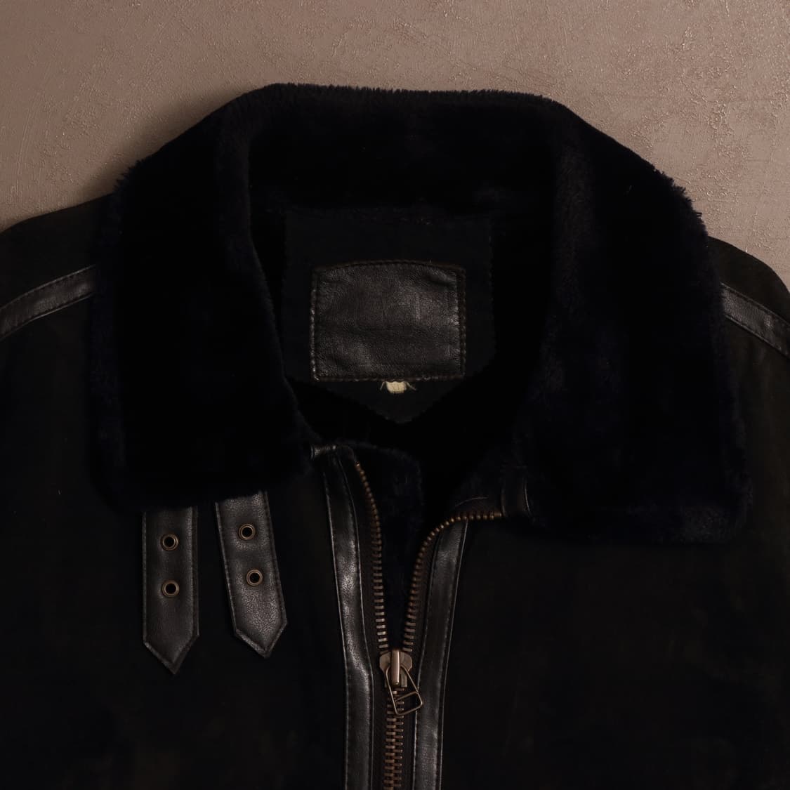 90's B-3 소가죽 레더 양털 무스탕 블랙 A1827 상품이미지2