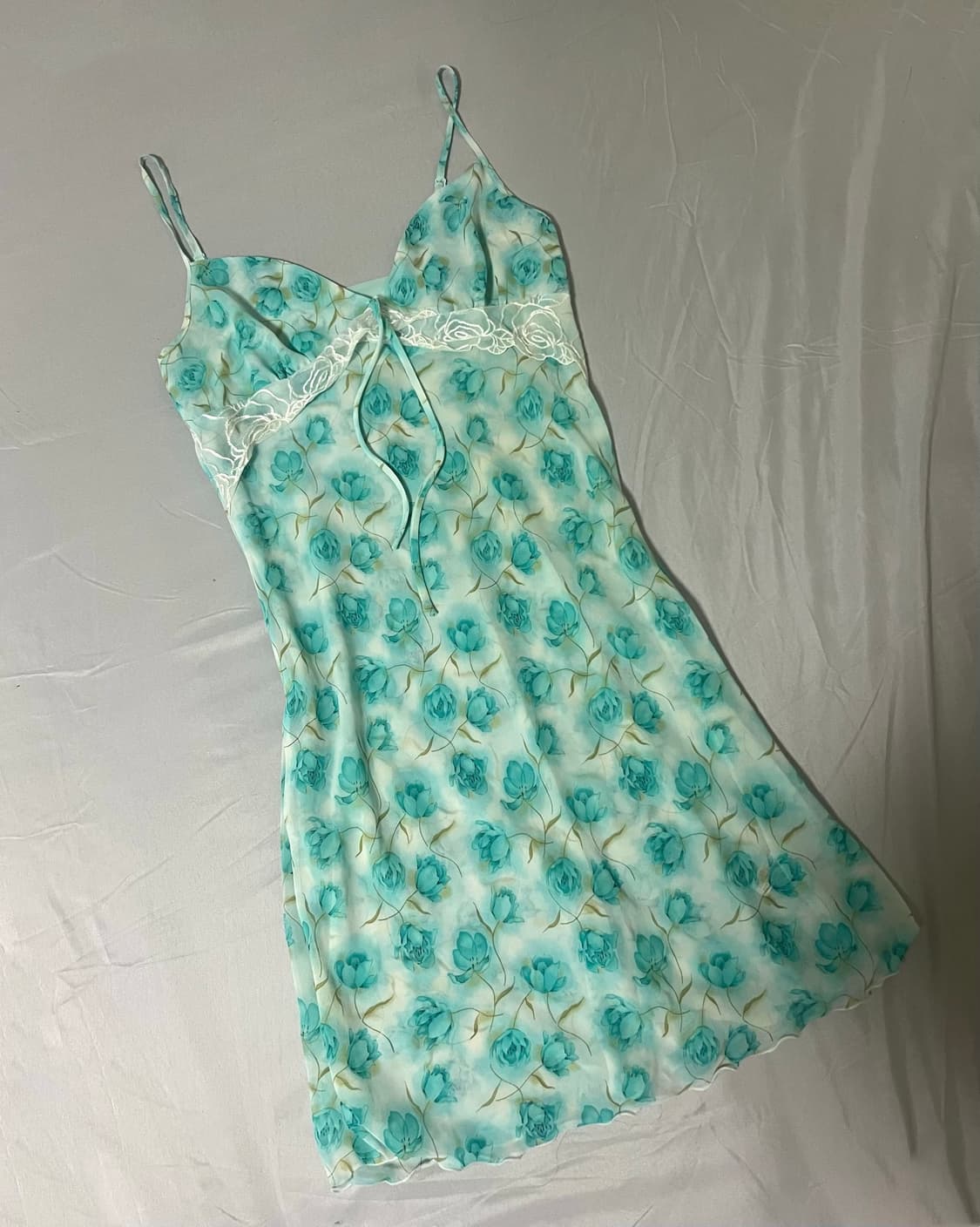 ✨vintage mint flower pattern slip dress✨ 상품이미지2