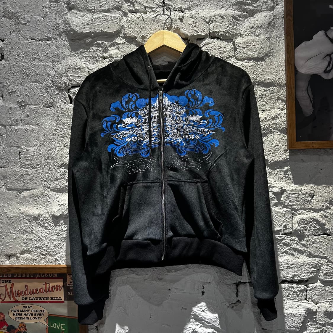 Y2K 큐빅 벨벳 후드집업 상품이미지2