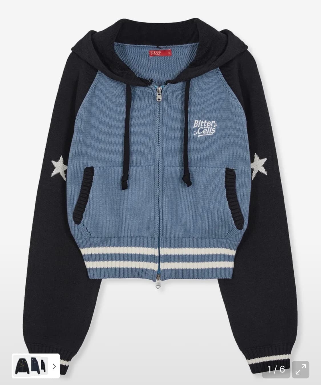 비터셀즈 스타 니트 후드집업 블랙 1사이즈  상품이미지1