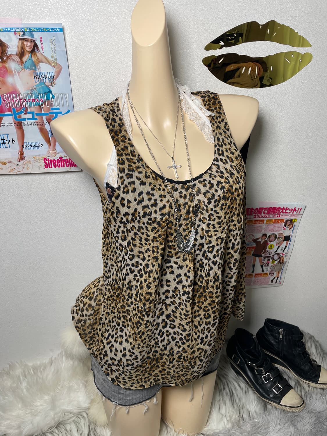 오네갸루 호피 나시 슬리브리스 상품이미지1